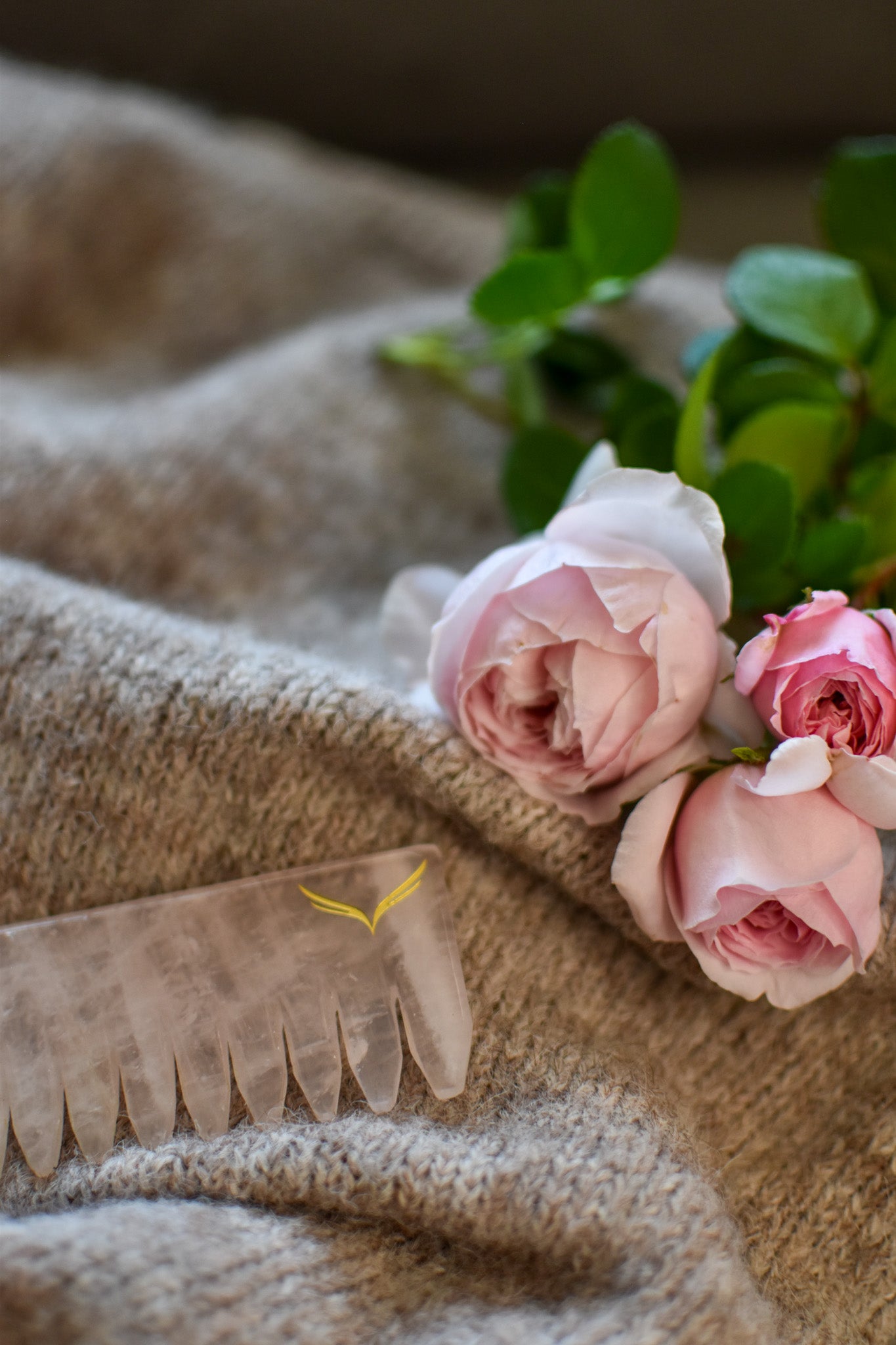 Rose Quartz Crystal Comb