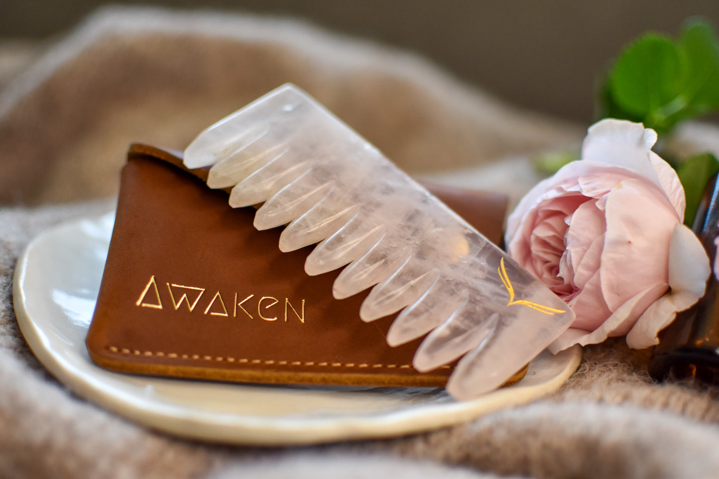 Rose Quartz Crystal Comb