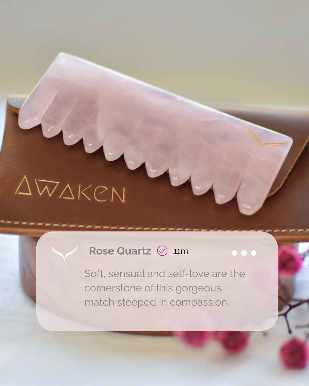 Rose Quartz Crystal Comb