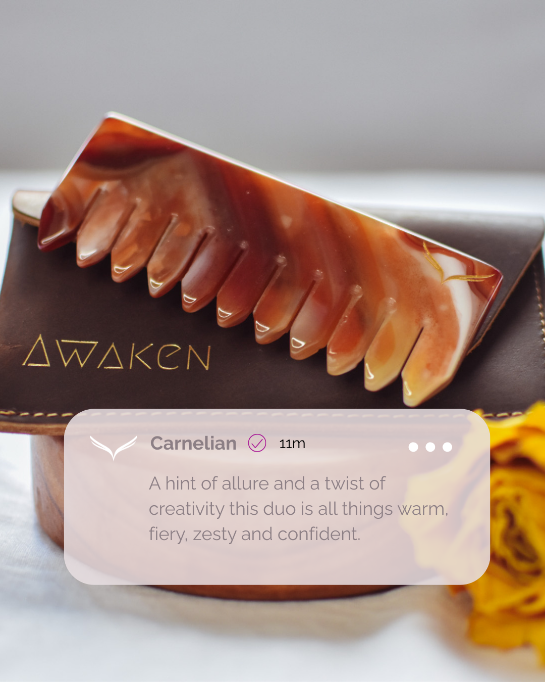 Carnelian Crystal Comb