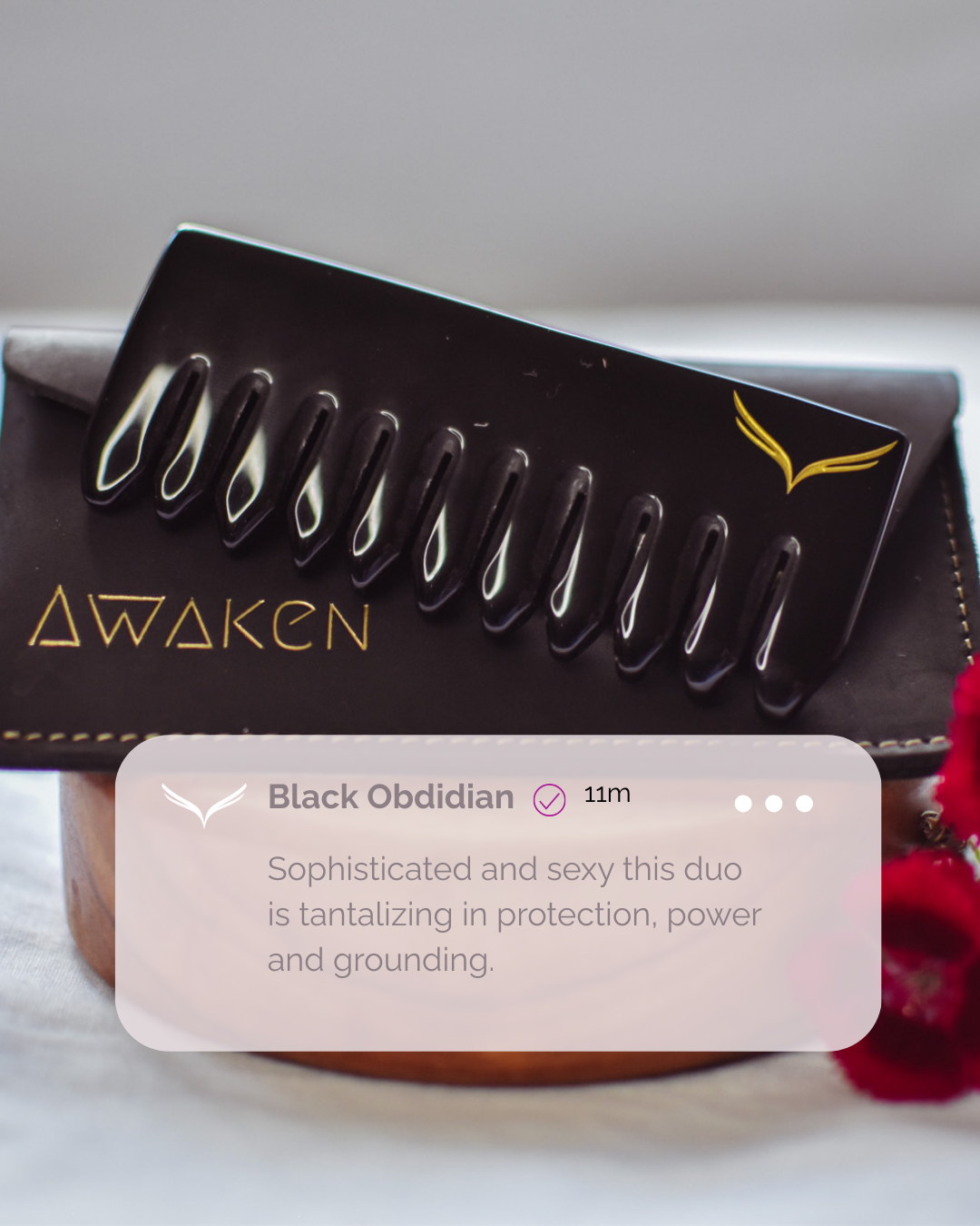 Black Obsidian Crystal Comb