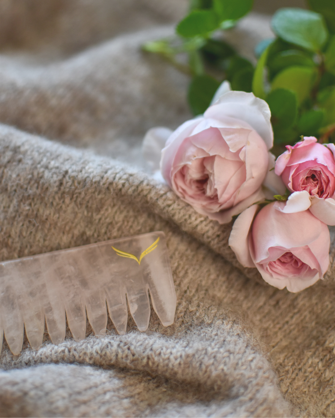 Rose Quartz Crystal Comb