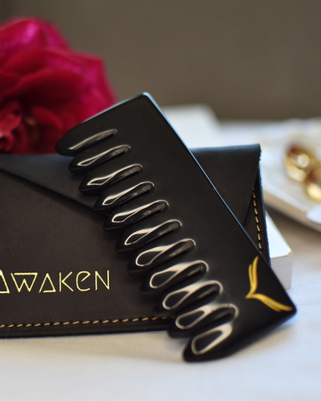 Black Obsidian Crystal Comb