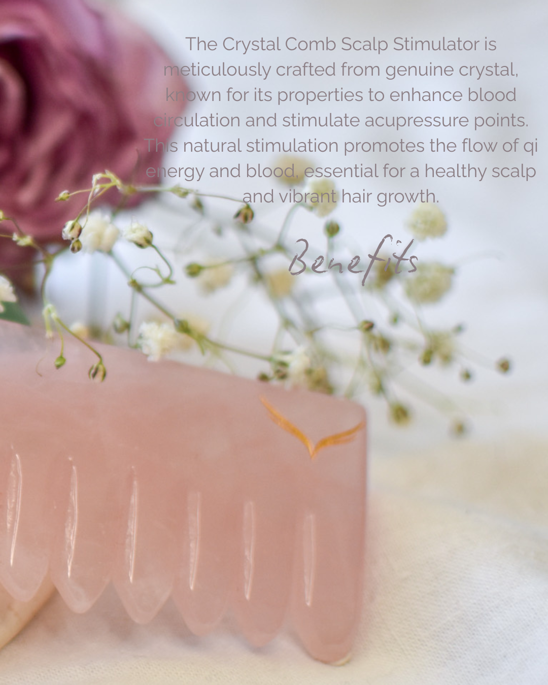 Rose Quartz Crystal Comb