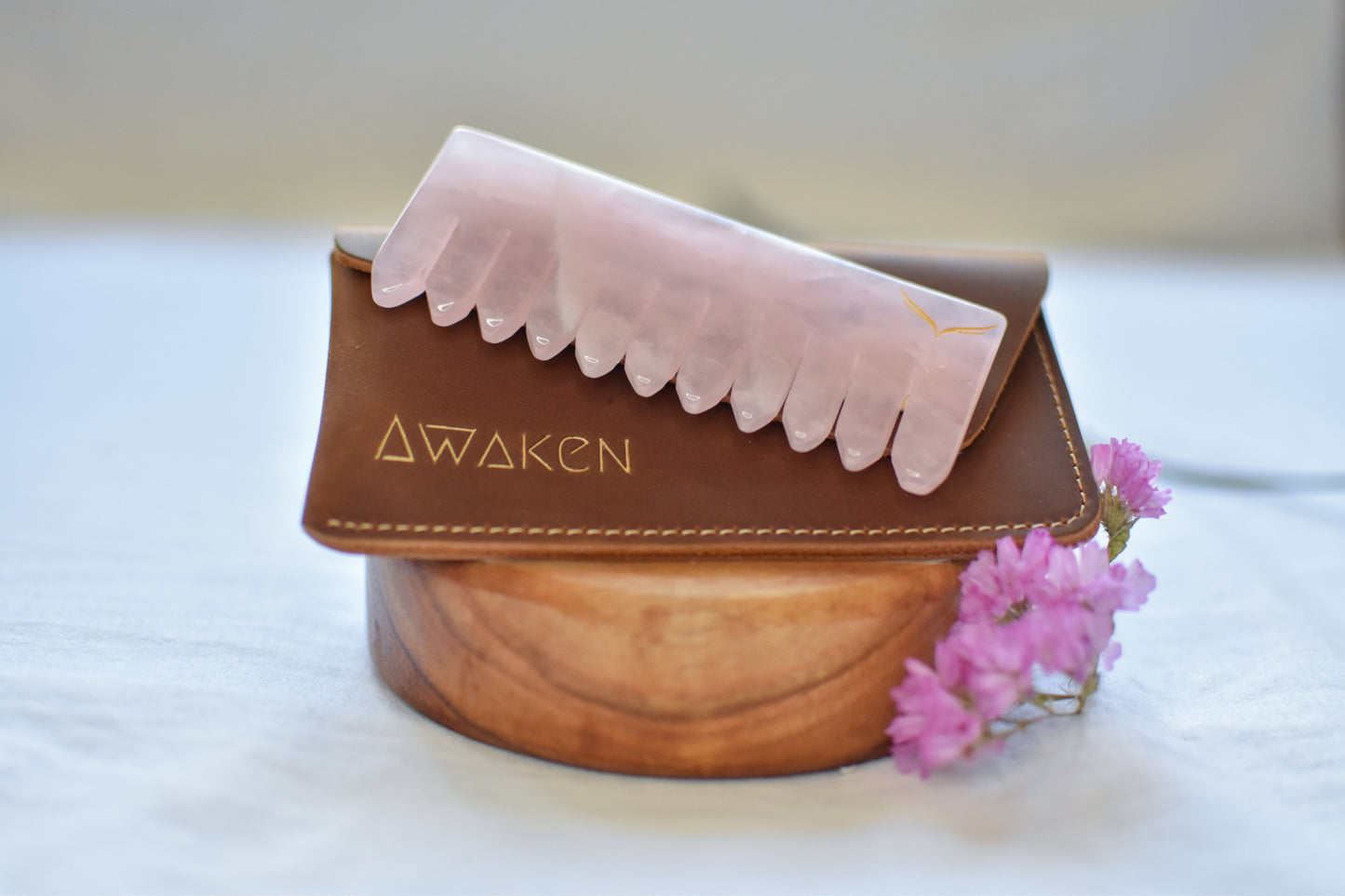 Rose Quartz Crystal Comb